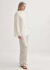 Alpaca Sweater with Scarf - Ivory