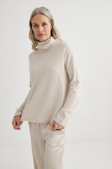 Mara Cashmere Funnel Neck - Oyster