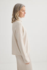 Mara Cashmere Funnel Neck - Oyster