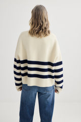 Oversized Stripe Crew - Ivory / Midnight