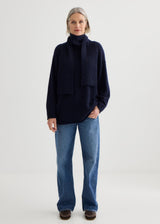 Alpaca Sweater with Scarf - Midnight