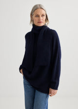 Alpaca Sweater with Scarf - Midnight