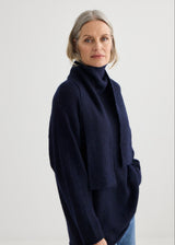 Alpaca Sweater with Scarf - Midnight