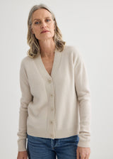 Cashmere V-Neck Cardigan - Oyster
