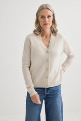 Cashmere V-Neck Cardigan - Oyster