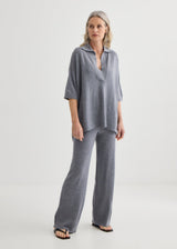 Relaxed Merino Polo - Grey Marle