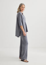 Relaxed Merino Polo - Grey Marle