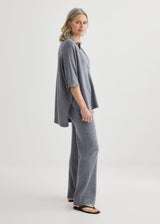 Wide Leg Merino Knit Pant- Grey Marle