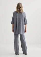 Wide Leg Merino Knit Pant- Grey Marle