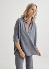 Relaxed Merino Polo - Grey Marle