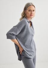 Relaxed Merino Polo - Grey Marle