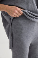 Wide Leg Merino Knit Pant- Grey Marle