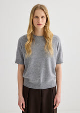 Cashmere Short Sleeve Crew Neck – Grey Marle