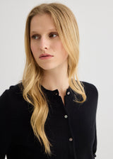 Cashmere Crew Neck Cardigan - Black