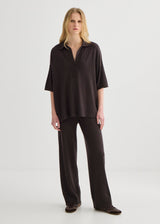 Wide Leg Merino Knit Pant - Truffle