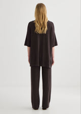 Wide Leg Merino Knit Pant - Truffle