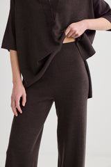 Wide Leg Merino Knit Pant - Truffle
