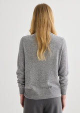 Cashmere Crew Neck Cardigan - Grey Marle