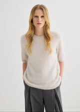 Brushed Cashmere T-Shirt - Oyster