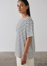 Striped Short Sleeve T-shirt - Black / Ecru