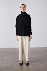 Mara Cashmere Funnel Neck - Black
