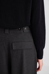 Wide Leg Pleat Front Trouser - Graphite