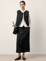 Linen-Lyocell Panel Layered Vest ODELIA