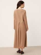 Linen Cotton Colorblock Trim Pocket Maxi Dress CLEMENTINE