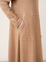 Linen Cotton Colorblock Trim Pocket Maxi Dress CLEMENTINE