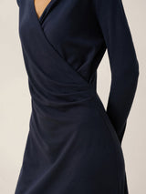 Crossover V-Neck Wrap Stretch Midi Dress MARNIE
