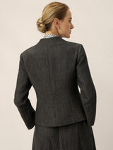 Linen Mandarin Collar Button-Up Shirt Jacket KIMBERLY