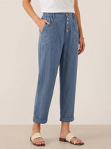 Linen Simple Button Fly Trousers HEIDI