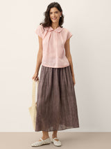 Linen Textured Pleated Waist Skirt ROSAMUND