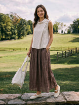 Linen Textured Pleated Waist Skirt ROSAMUND