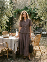 Linen Textured Stand Collar Shirt Jacket PHILIPPA