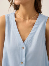 Linen Vacation Sleeveless V-Neck Mid-Length Dress CELINE