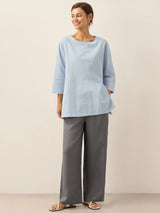 Linen White Boat Neck Oversized Top AVA
