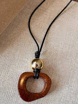 Long Sweater Necklace With Resin Camel Bone Pendant