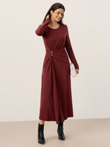 Wool Lyocell Side-Waist Ruched Maxi Dress ELSINORE