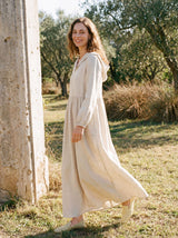 100% Linen Sculpted-Hood Caftan Maxi Dress LINETTE