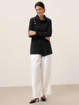 Lenzing Modal® Mock Neck Buttoned Stretch Top ZARIA