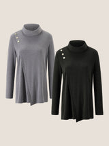 Lenzing Modal® Mock Neck Buttoned Stretch Top ZARIA