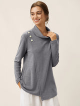 Lenzing Modal® Mock Neck Buttoned Stretch Top ZARIA