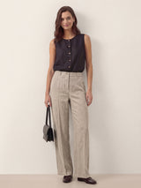 Linen Tailored Wide Leg Full Length Pants LEIGHTON