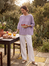100% Linen Boatneck 3/4 Length Sleeve Top AURORA