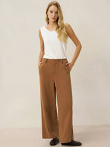 Lyocell Linen Drawstring Straight Leg Pants RACHEL