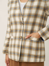 Tencel Linen Reversible Denim Texture V Neck Jacket ELLIE