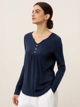 Bamboo Viscose Textured Pleated Shell Accent Stretch Top ZINNIA