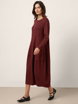 Wool-Cotton Asymmetric Cocoon Midi Dress AVERIE