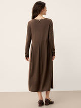 Wool Arc-Panel Sculpted Pleats Maxi Dress CALISTA